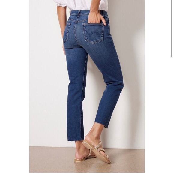 Edwin The Bree Crop slim straight Jeans in Crossroad Blue Size 27 - Picture 2 of 11